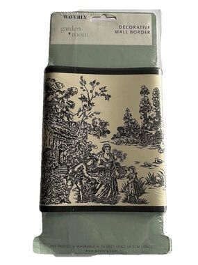 Waverly Decorative Wall Border Wellington Black 15 Ft. Garden Room Vintg 1 Pack